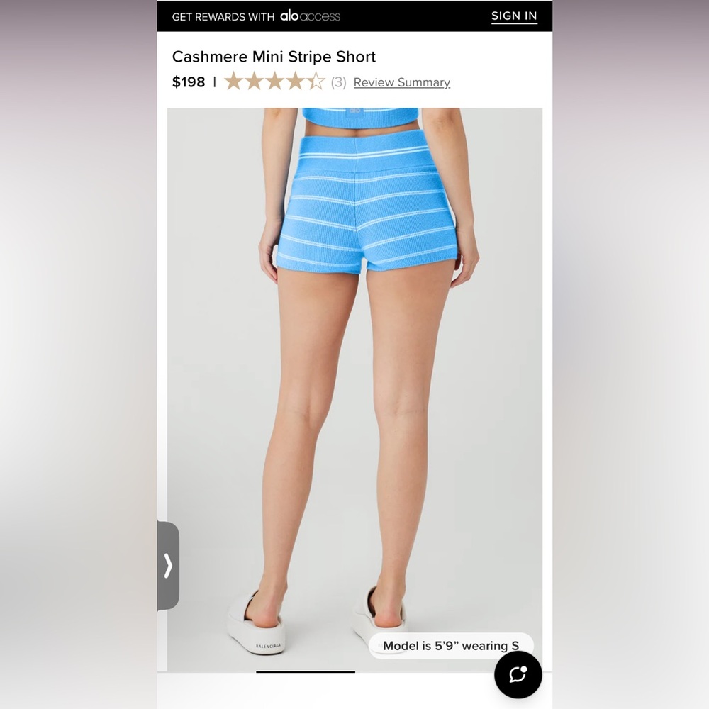 NWT ALO Yoga Cashmere Mini Stripe Azure Halter Top & Shorts Small - Picture 9 of 12